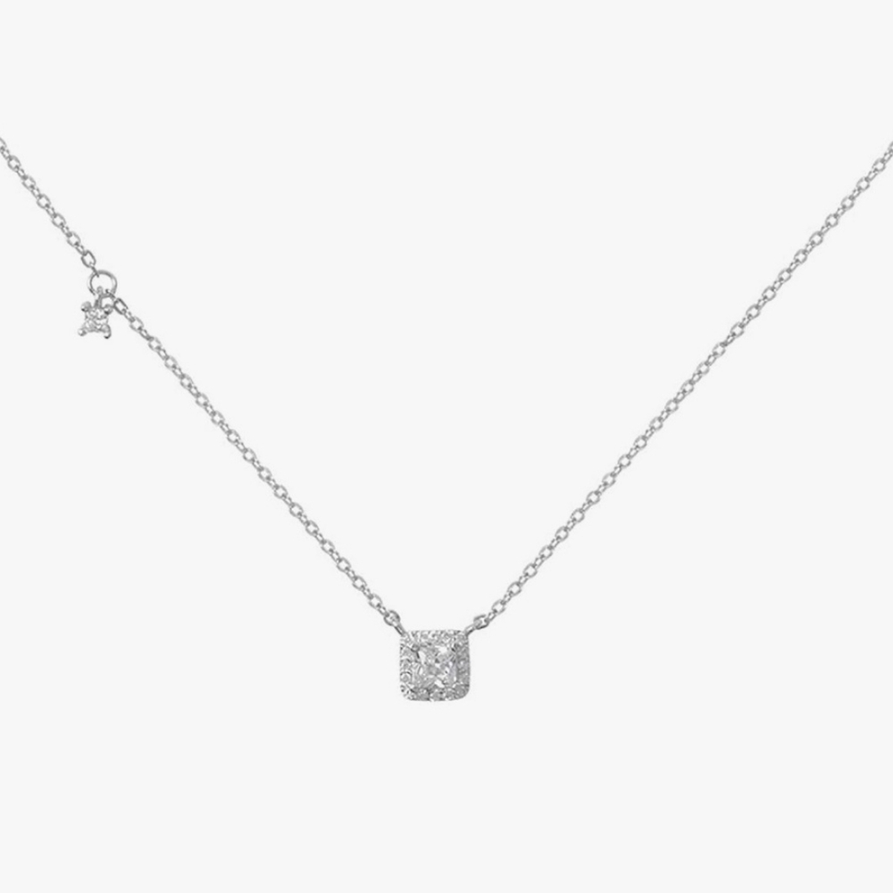 Dainty Square Mossanite Necklace
